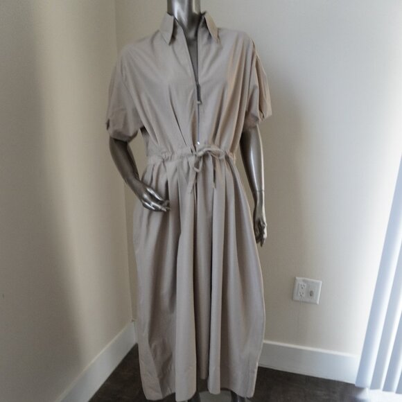 Brunello Cucinelli Techno Cotton Dress Monili Zip Pull Maxi Shirtdress Size XXS - Picture 5 of 9